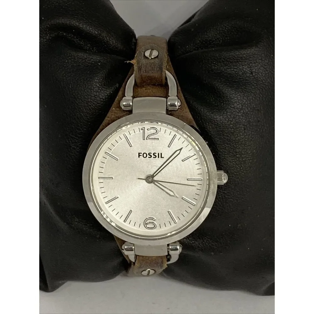 Fossil Georgia ES3060 Women Brown Leather Analog Dial Quartz Genuine Watch KS734